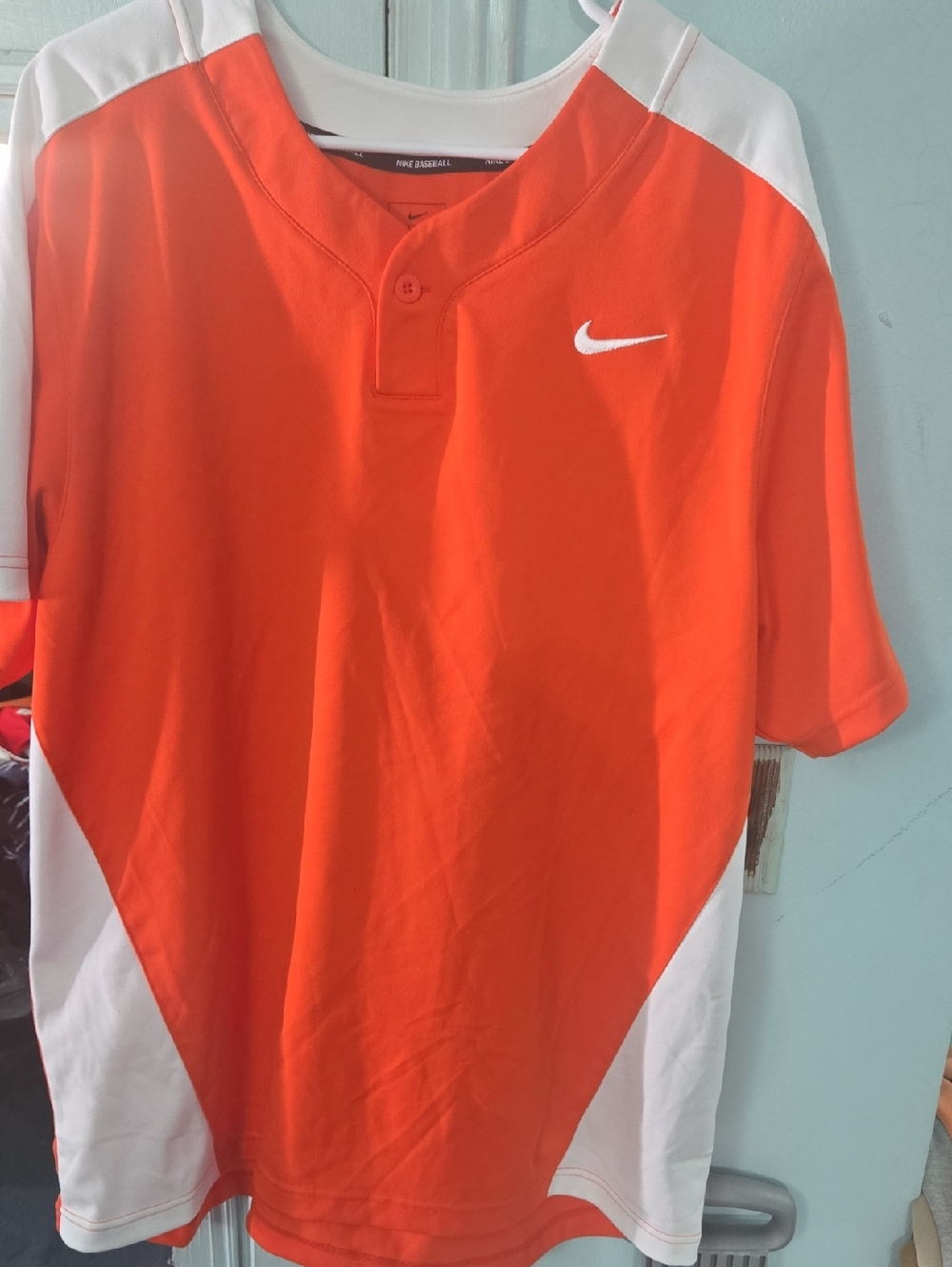 Nike Men’s Orange and White Athletic Jersey Shirt